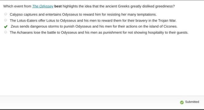 Which event from the odyssey best highlights the idea